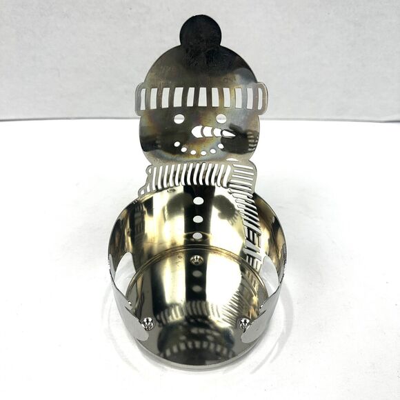 Slatkin & Co. Bath & Body Works Silver Snowman 3 Wick Candle Holder  7.5" Tall - Picture 6 of 10